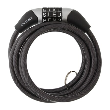 Wordlock 4 ft. Steel Non-Resettable Flexible Cable Word Combination Lock CL-441-BK